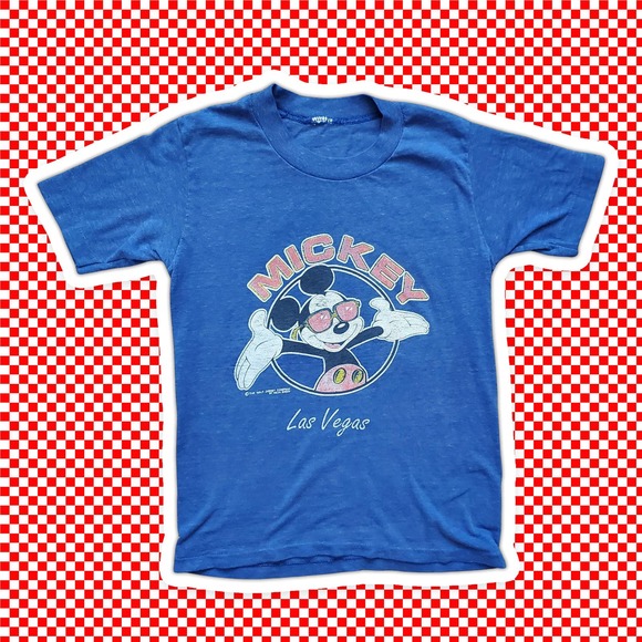 VTG 80s Mickey Mouse Las Vegas Souvenir Tshirt Youth Sz M Single Stitched - Picture 1 of 7